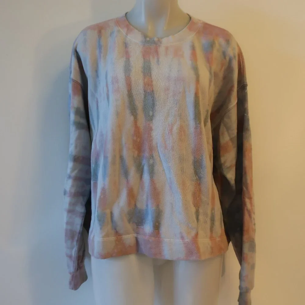 Womens Velvet by Graham Spencer Pink Blue White Jody Tie Dye Sweatshirt Top XL * - Picture 3 of 7